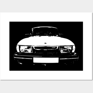 Saab 900 Turbo 1980s classic car monoblock white Posters and Art